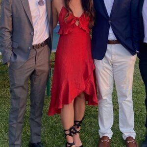 Isalis Red Ruffle Bow Dress